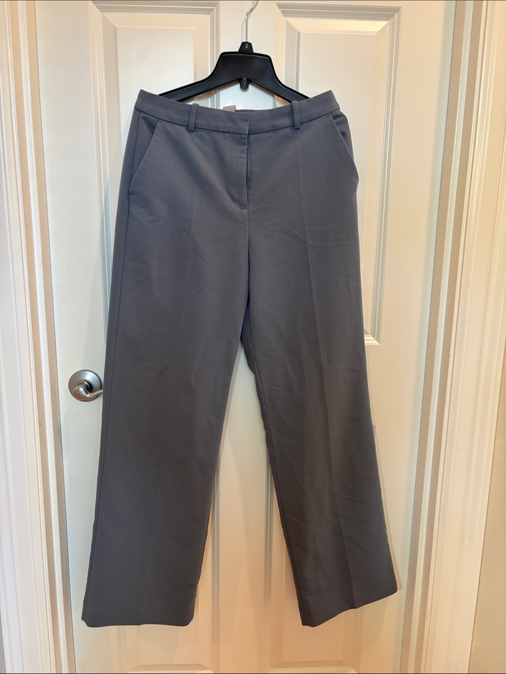 H&M Classic Straight-Leg Dress Pants in Slate Gray Blue - US 4